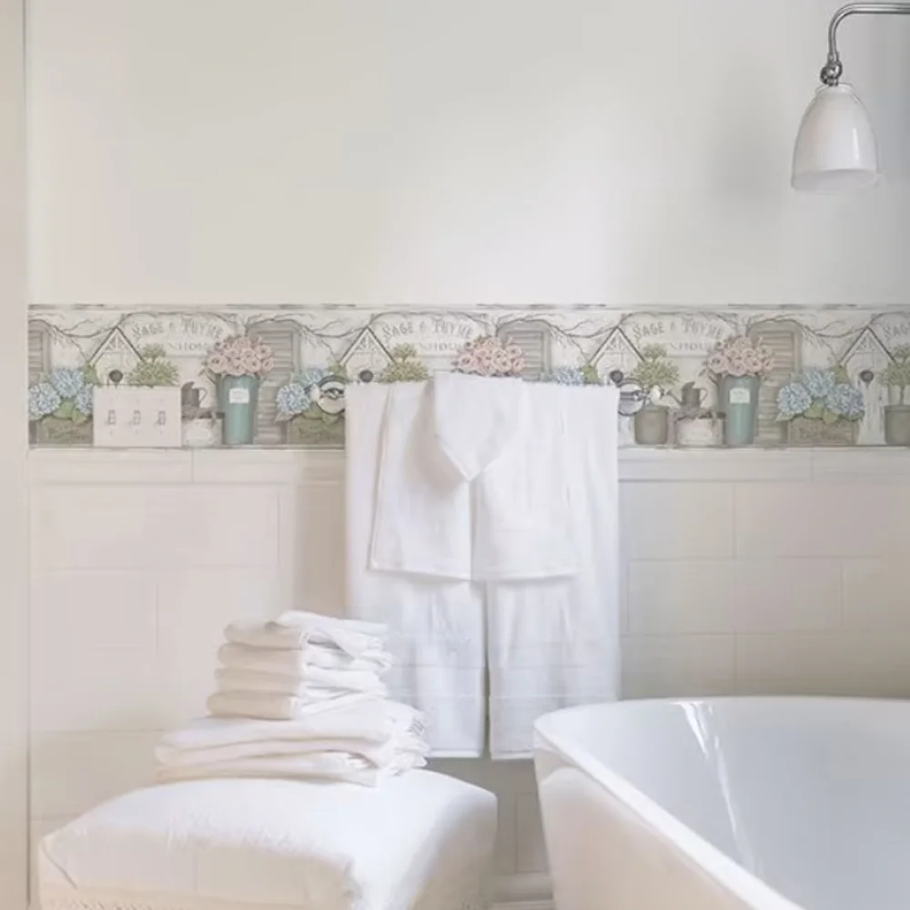 Wallpaper Border Greenhouse Sage & Thyme Light Gray